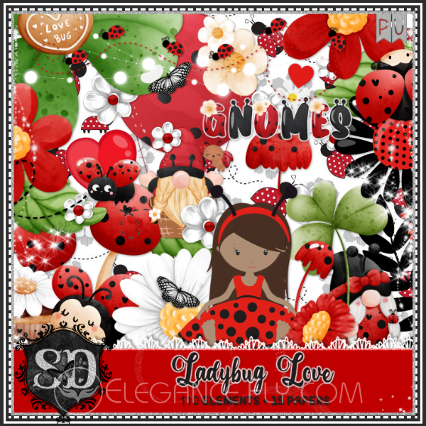 Ladybug Digital Scrapbooking Kit with Papers and Elements